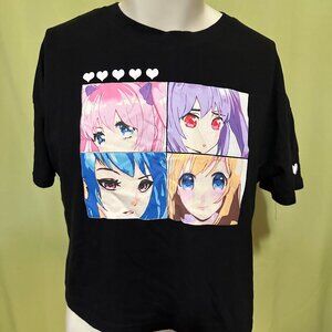 Range Kiss Anime Croptop Women's Black T Shirt Large